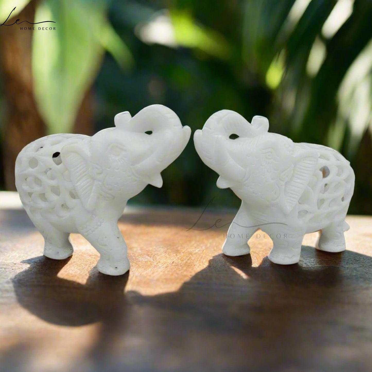 Fortune Marble Handcrafted Elephant Pair of 2