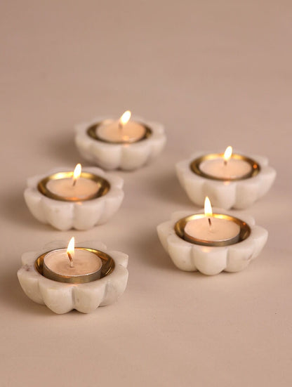 Scallop Marble Tealight Diya