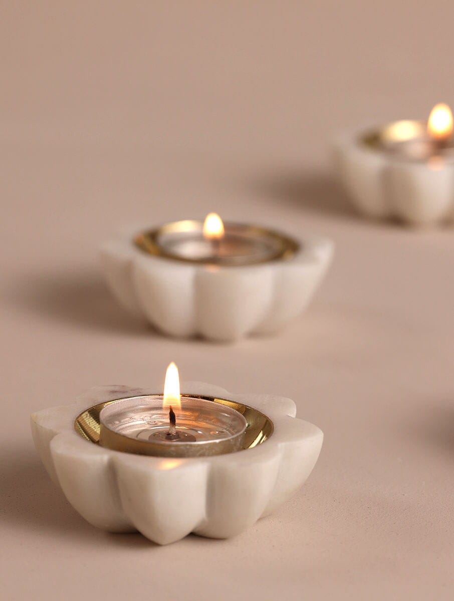 Scallop Marble Tealight Diya