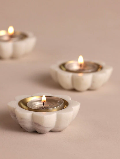 Scallop Marble Tealight Diya