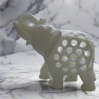 Fortune Marble Handcrafted Elephant Pair of 2