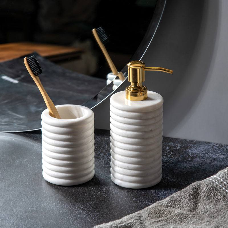 The Curvaceous Marble Bathroom Accessories Set