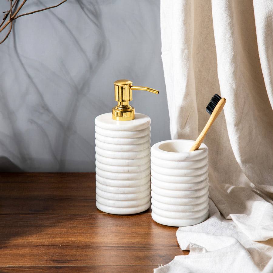 The Curvaceous Marble Bathroom Accessories Set