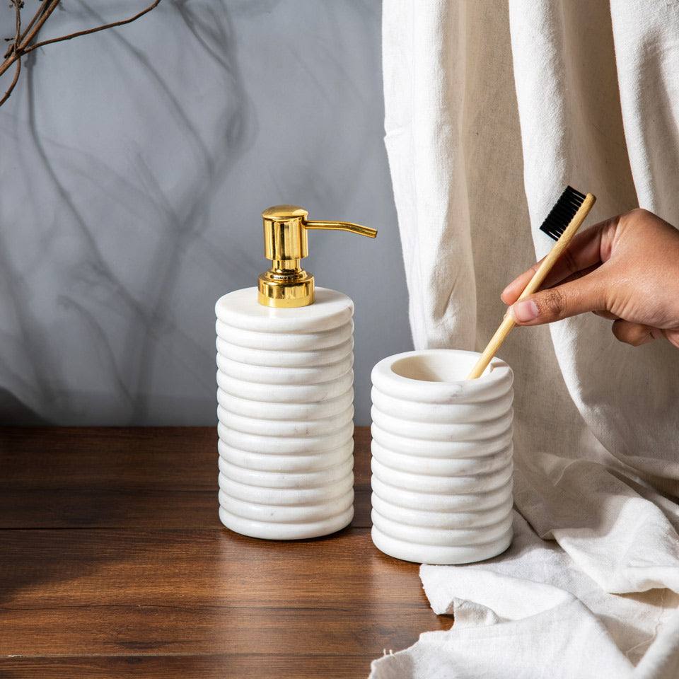 The Curvaceous Marble Bathroom Accessories Set